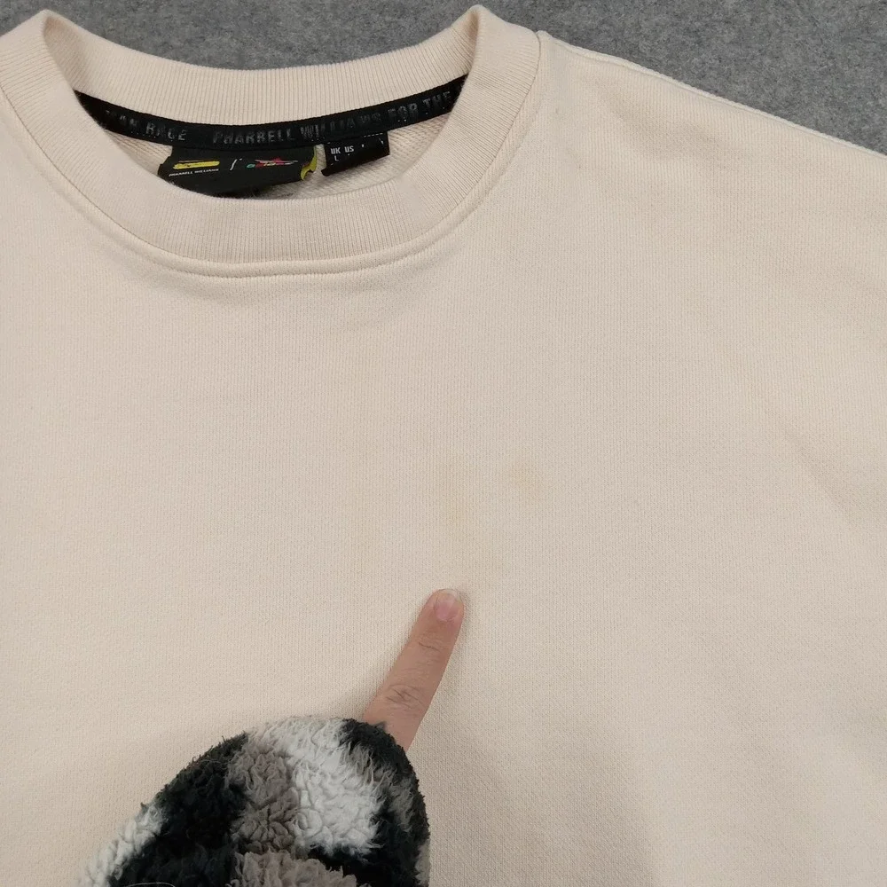 Adidas Sweatshirt Mens Large White Pharrell Williams Pullover Crewneck H58310‎
